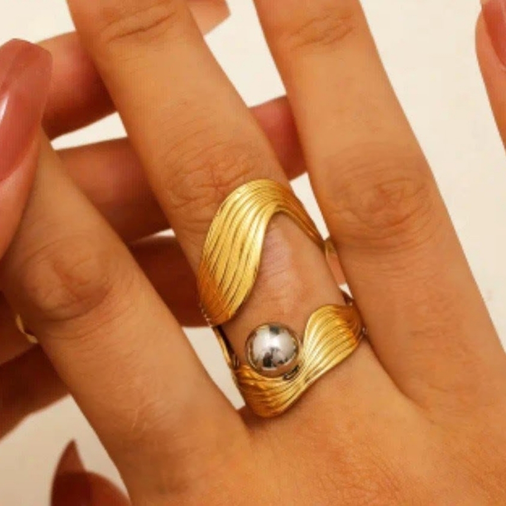 18K Gold Plated Gold-Tone Adjustable Ring